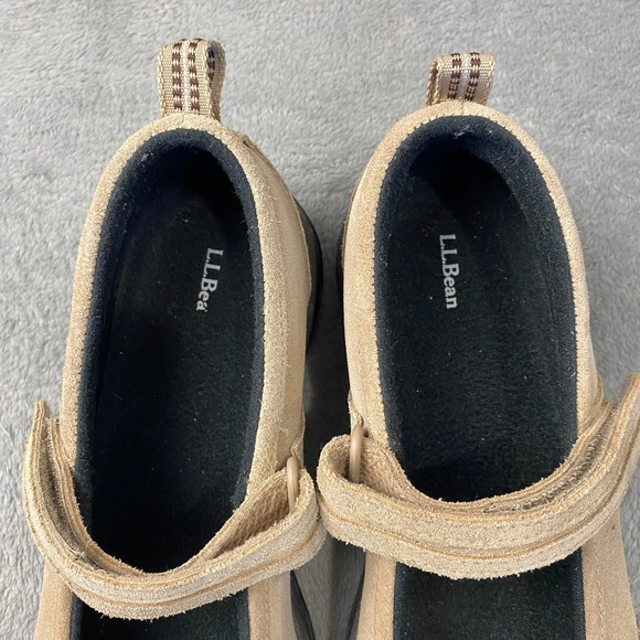 L.L. Bean Mary Jane Shoes Womens 8 Tan Suede Hook Loop 278614 Comfort Trail - Picture 8 of 10